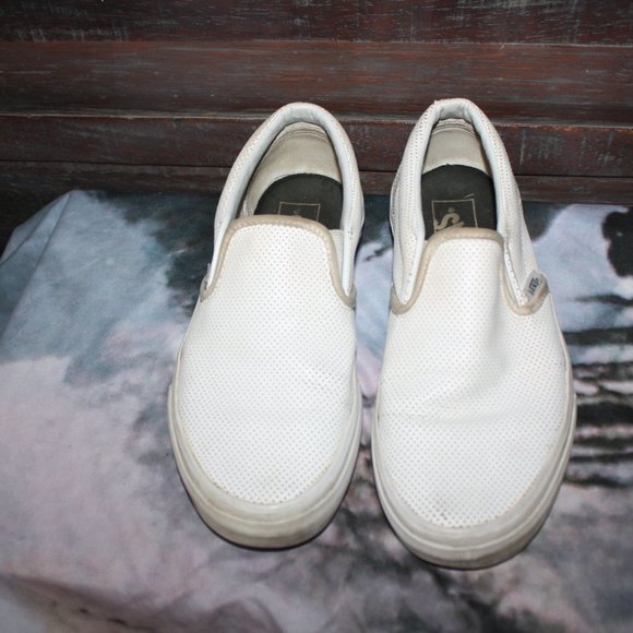 Slip On White Leather VANS  🌵 7.5 Women - Picture 14 of 14